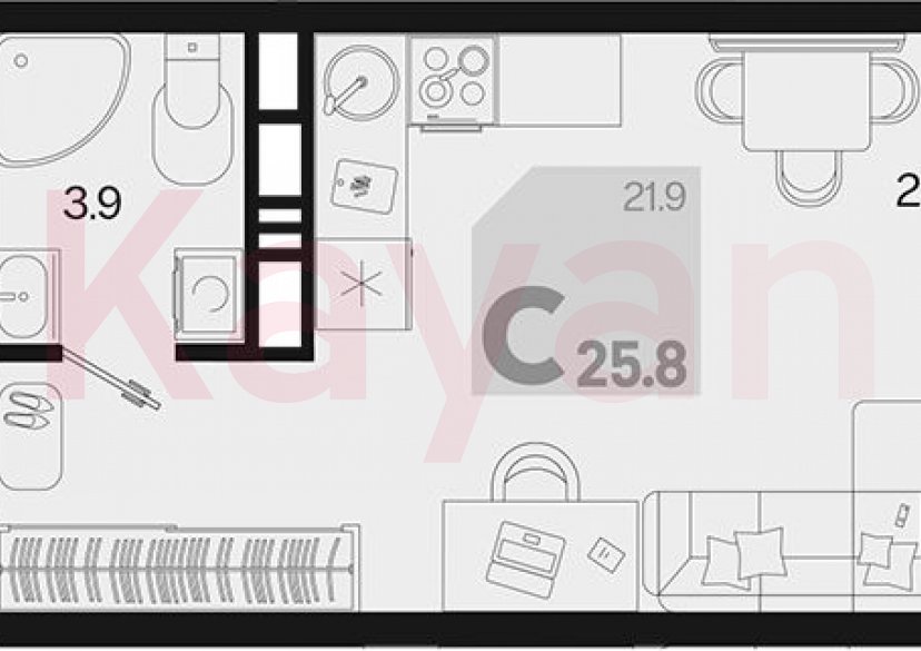 Продажа студии, 25.8 кв.м фото 0 Продажа студии, 25.8 кв.м фото 0