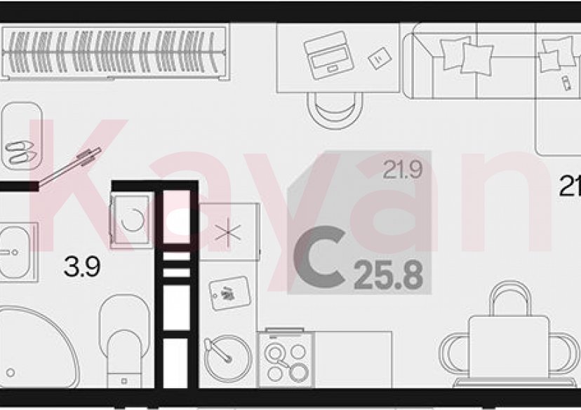 Продажа студии, 25.8 кв.м фото 0 Продажа студии, 25.8 кв.м фото 0