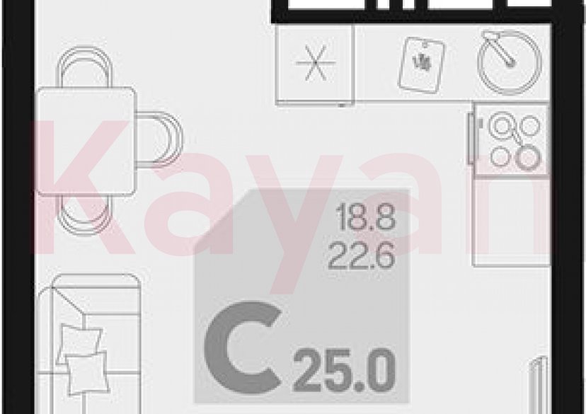 Продажа студии, 22.6 кв.м фото 0
