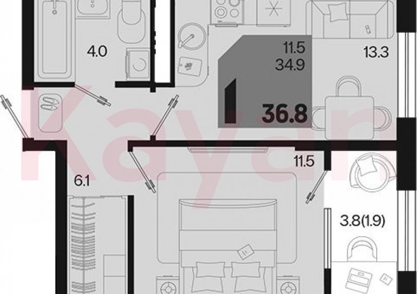 Продажа 1-комн. квартиры, 34.9 кв.м фото 0 Продажа 1-комн. квартиры, 34.9 кв.м фото 0
