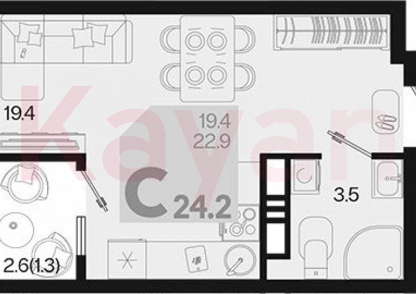 Продажа студии, 22.9 кв.м фото 0 Продажа студии, 22.9 кв.м фото 0