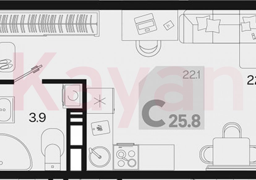 Продажа студии, 25.8 кв.м фото 0
