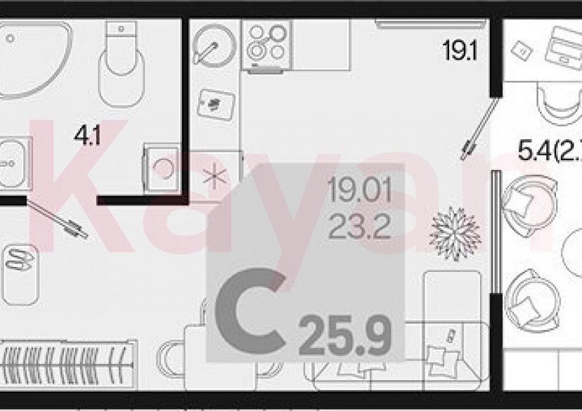 Продажа студии, 23.2 кв.м фото 0