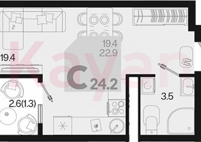 Продажа студии, 22.9 кв.м фото 0