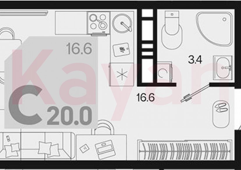 Продажа студии, 20 кв.м фото 0 Продажа студии, 20 кв.м фото 0