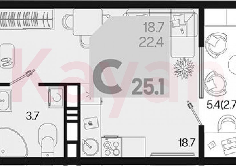 Продажа студии, 22.4 кв.м фото 0