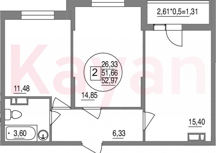 Продажа 2-комн. квартиры, 51.66 кв.м фото 0 Продажа 2-комн. квартиры, 51.66 кв.м фото 0