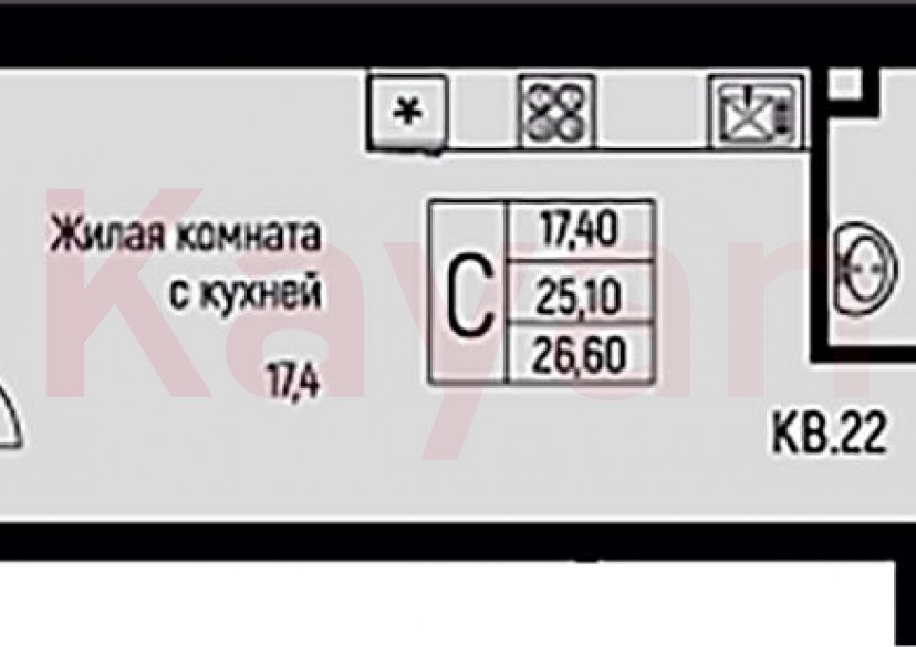 Продажа студии, 25.1 кв.м фото 0 Продажа студии, 25.1 кв.м фото 0