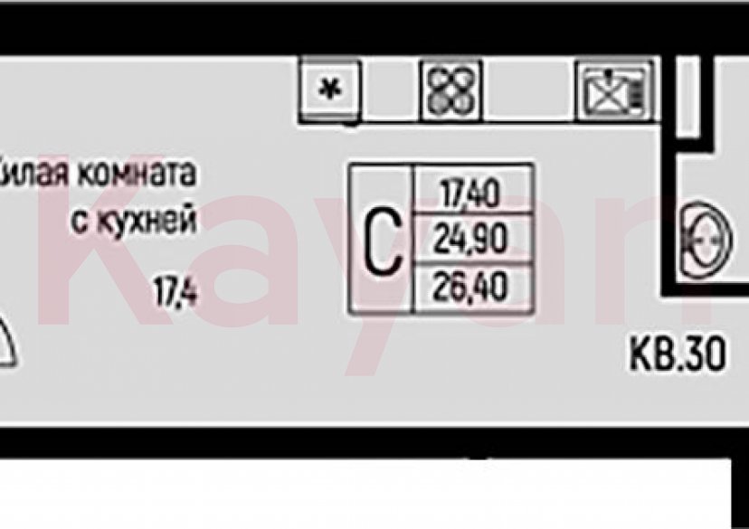 Продажа студии, 24.9 кв.м фото 0