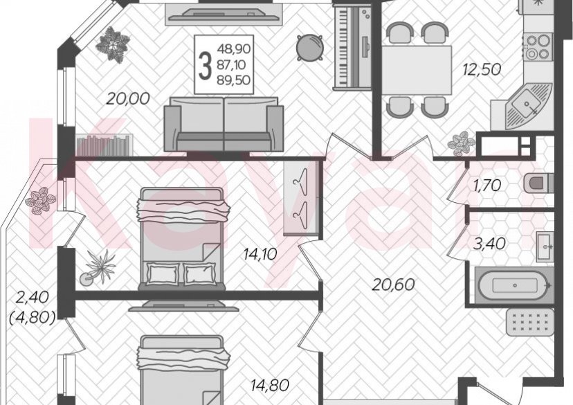 Продажа 3-комн. квартиры, 87.1 кв.м фото 0 Продажа 3-комн. квартиры, 87.1 кв.м фото 0