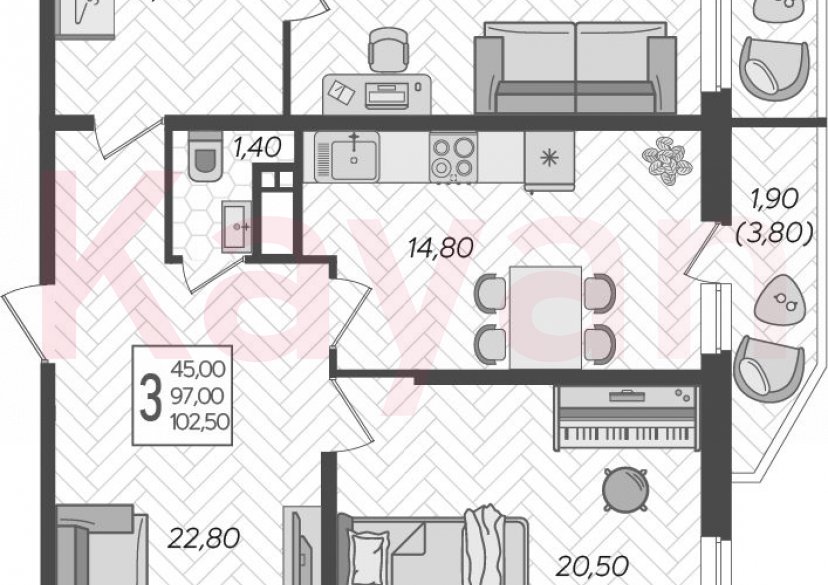 Продажа 3-комн. квартиры, 97 кв.м фото 0