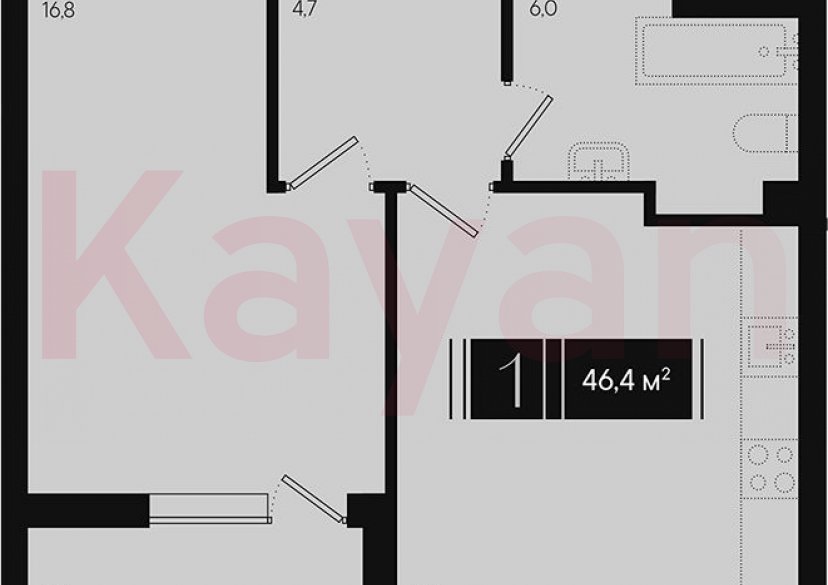 Продажа 1-комн. квартиры, 44.65 кв.м фото 0