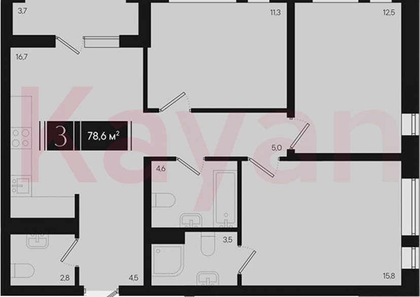 Продажа 3-комн. квартиры, 76.75 кв.м фото 0