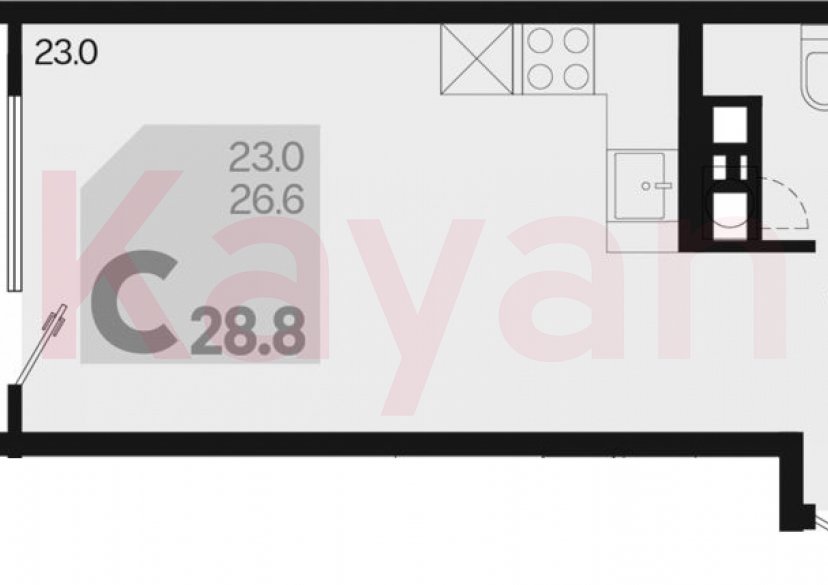 Продажа студии, 26.6 кв.м фото 0