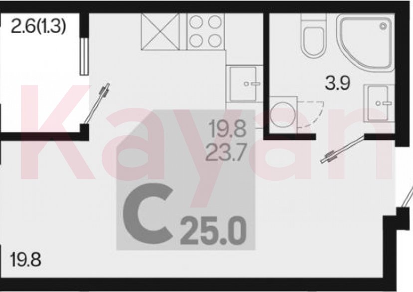 Продажа студии, 23.7 кв.м фото 0 Продажа студии, 23.7 кв.м фото 0