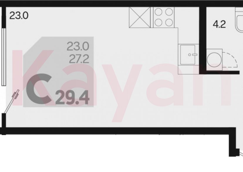 Продажа студии, 27.2 кв.м фото 0