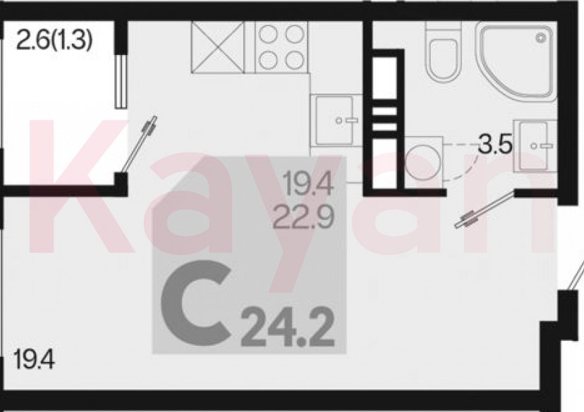 Продажа студии, 22.9 кв.м фото 0 Продажа студии, 22.9 кв.м фото 0
