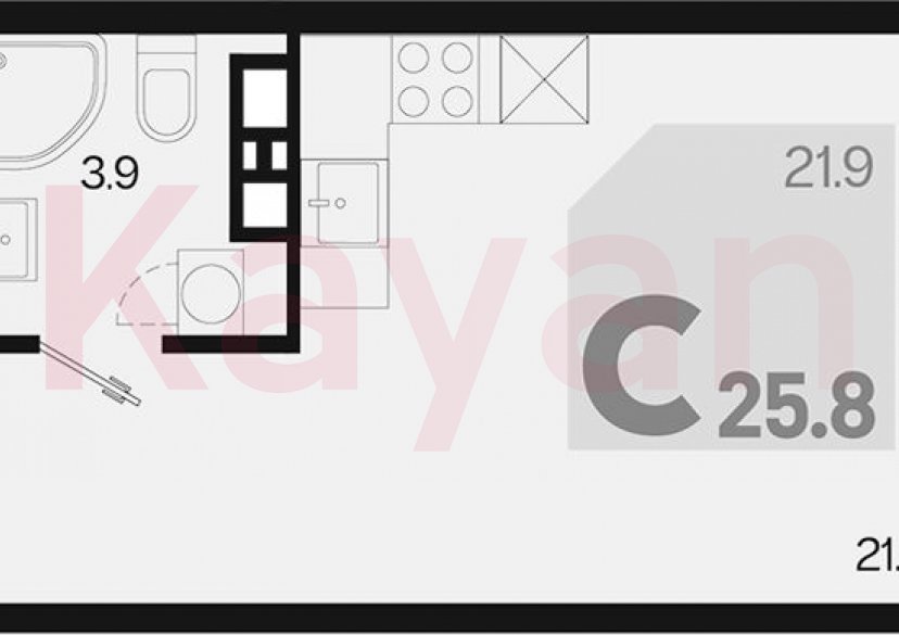 Продажа студии, 25.8 кв.м фото 0