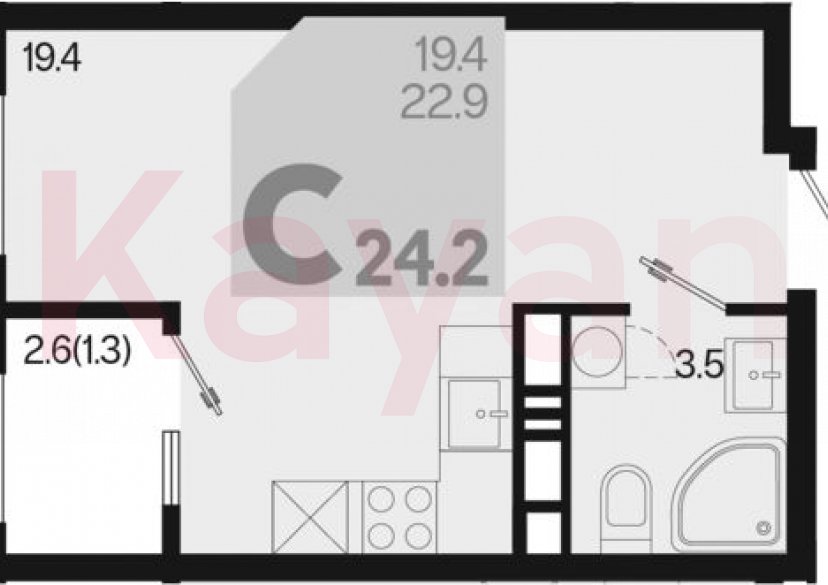 Продажа студии, 22.9 кв.м фото 0