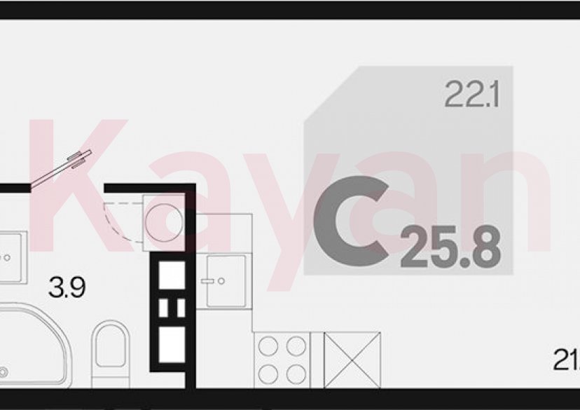 Продажа студии, 25.8 кв.м фото 0