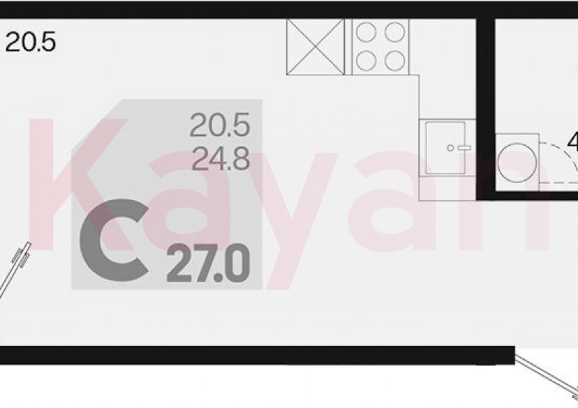 Продажа студии, 24.8 кв.м фото 0 Продажа студии, 24.8 кв.м фото 0