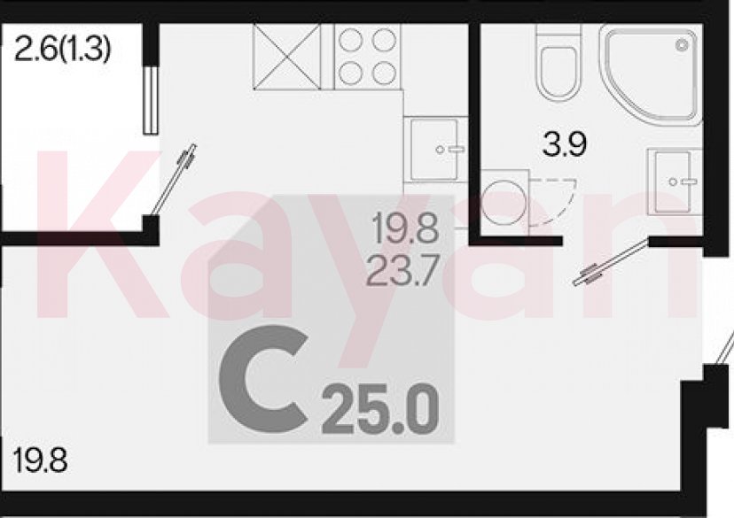 Продажа студии, 23.7 кв.м фото 0 Продажа студии, 23.7 кв.м фото 0