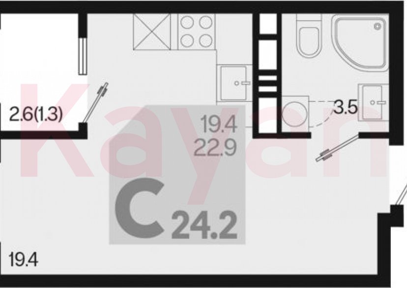 Продажа студии, 22.9 кв.м фото 0