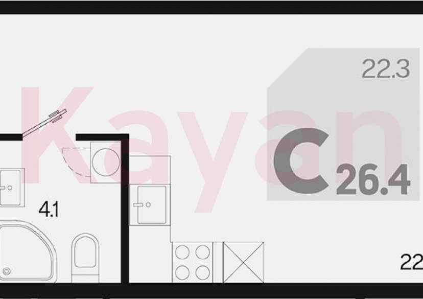 Продажа студии, 26.4 кв.м фото 0