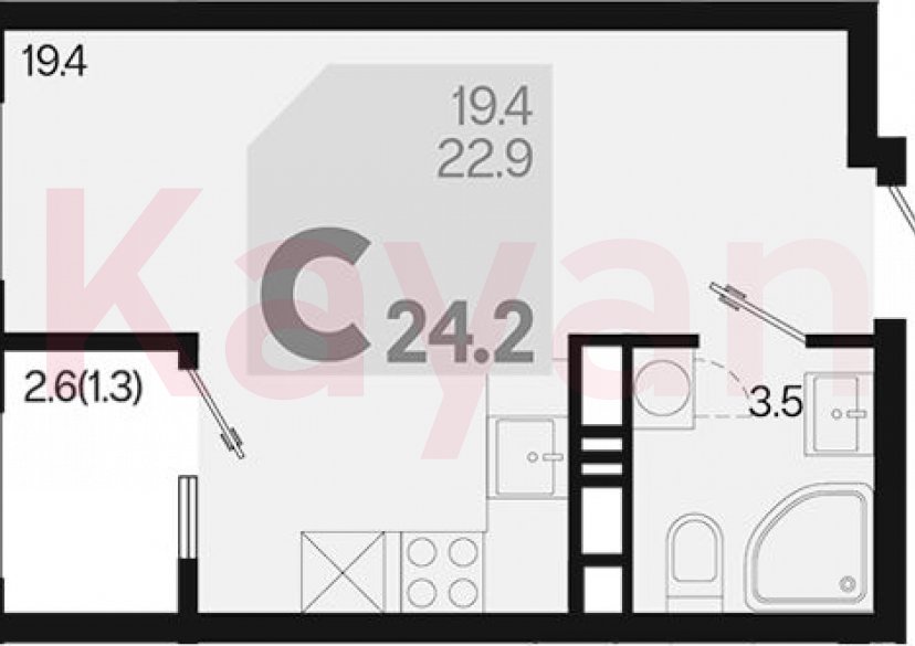 Продажа студии, 22.9 кв.м фото 0