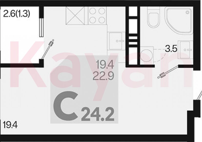 Продажа студии, 22.9 кв.м фото 0