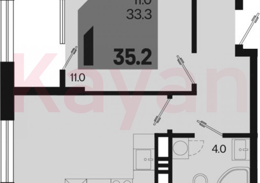 Продажа 1-комн. квартиры, 33.3 кв.м фото 0 Продажа 1-комн. квартиры, 33.3 кв.м фото 0