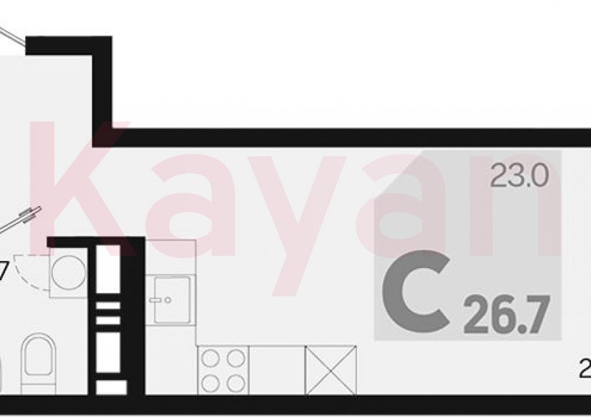 Продажа студии, 26.7 кв.м фото 0