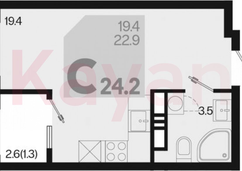 Продажа студии, 22.9 кв.м фото 0 Продажа студии, 22.9 кв.м фото 0