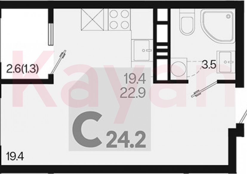 Продажа студии, 22.9 кв.м фото 0