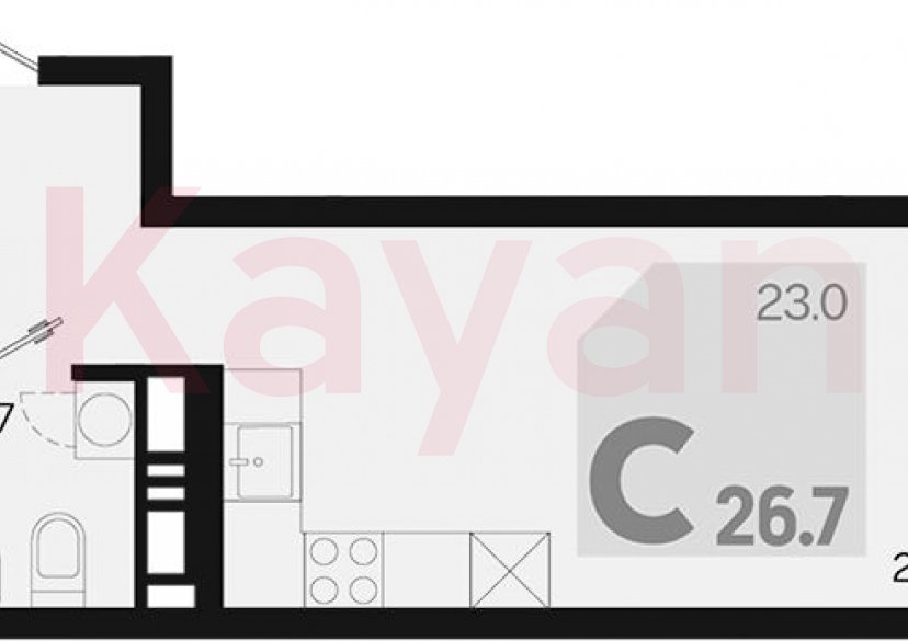 Продажа студии, 26.7 кв.м фото 0
