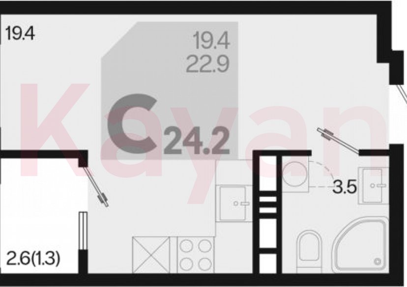 Продажа студии, 22.9 кв.м фото 0