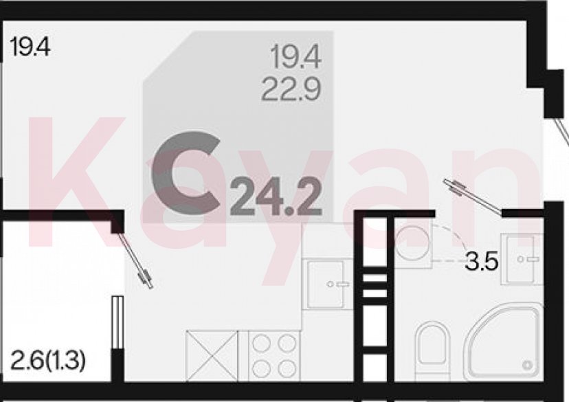 Продажа студии, 22.9 кв.м фото 0
