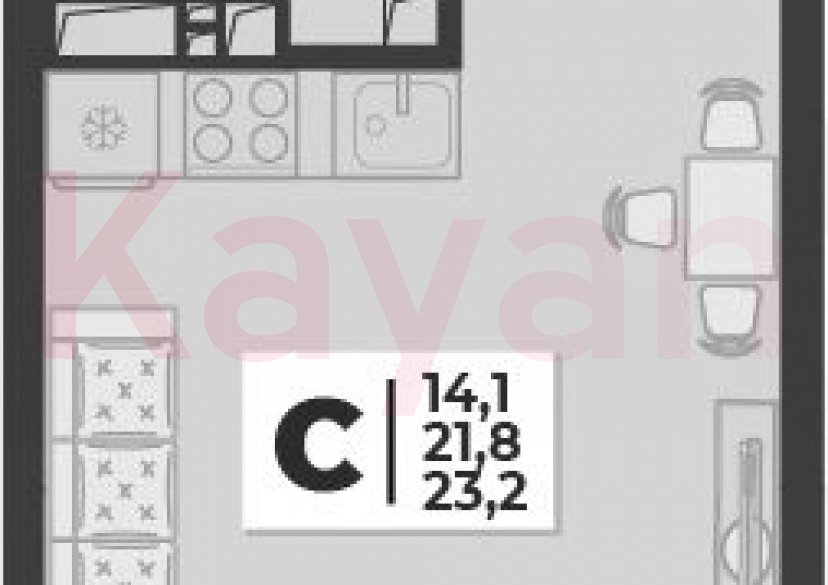 Продажа студии, 21.8 кв.м фото 0