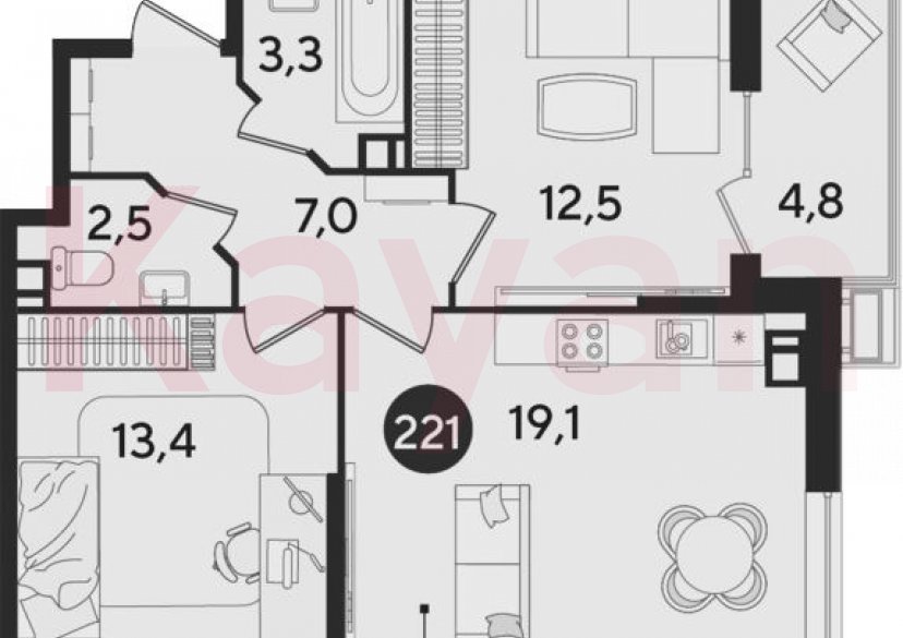 Продажа 3-комн. квартиры, 57.8 кв.м фото 0