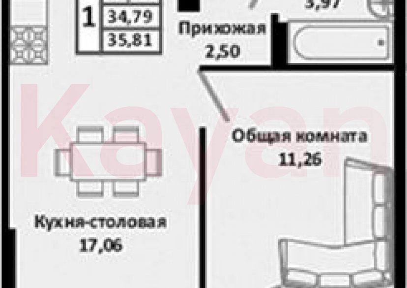 Продажа 2-комн. квартиры, 34.79 кв.м фото 0 Продажа 2-комн. квартиры, 34.79 кв.м фото 0
