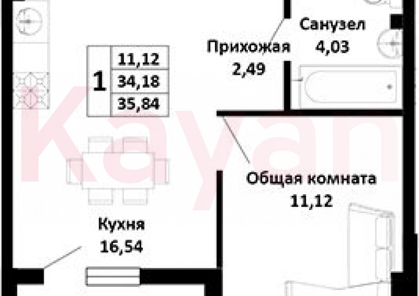 Продажа 1-комн. квартиры, 34.18 кв.м фото 0 Продажа 1-комн. квартиры, 34.18 кв.м фото 0