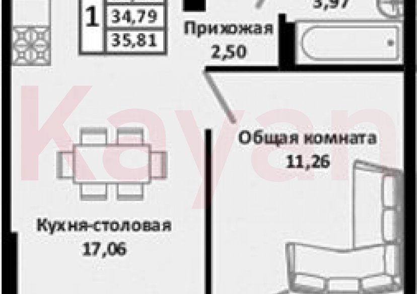 Продажа 2-комн. квартиры, 34.79 кв.м фото 0 Продажа 2-комн. квартиры, 34.79 кв.м фото 0