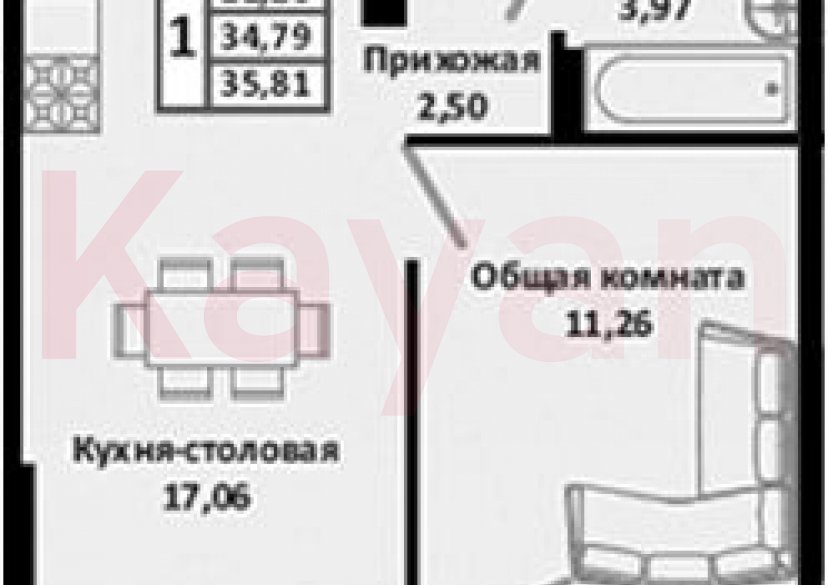 Продажа 2-комн. квартиры, 34.79 кв.м фото 0 Продажа 2-комн. квартиры, 34.79 кв.м фото 0