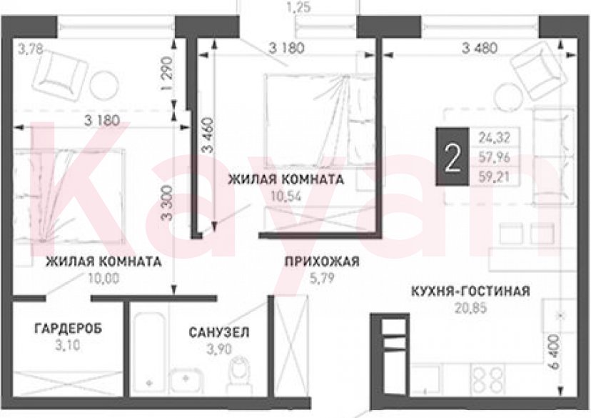 Продажа 2-комн. квартиры, 54.18 кв.м фото 0 Продажа 2-комн. квартиры, 54.18 кв.м фото 0