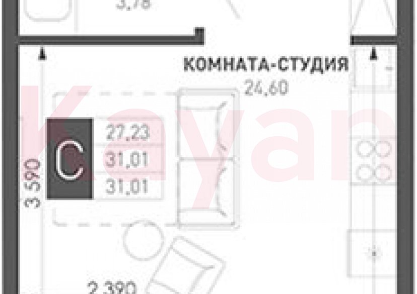 Продажа студии, 28.38 кв.м фото 0