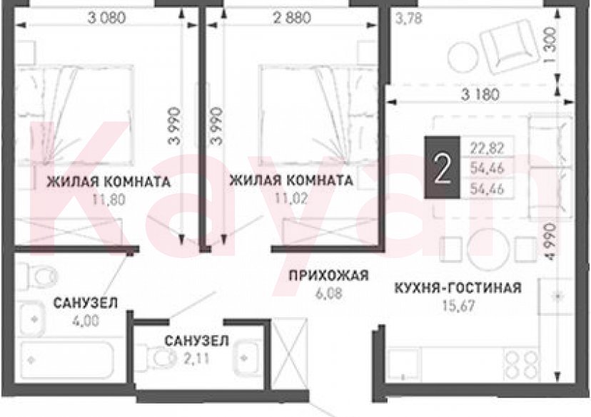 Продажа 2-комн. квартиры, 50.68 кв.м фото 0 Продажа 2-комн. квартиры, 50.68 кв.м фото 0