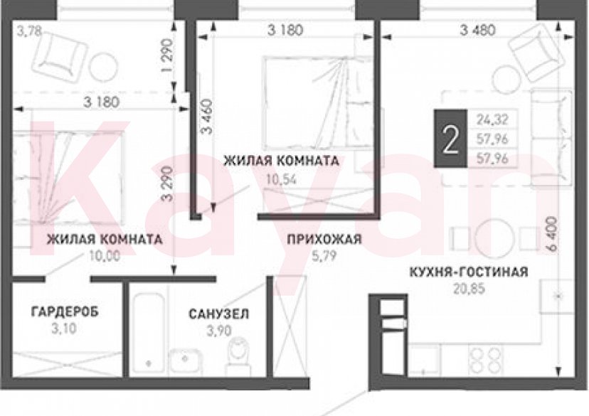 Продажа 2-комн. квартиры, 54.18 кв.м фото 0 Продажа 2-комн. квартиры, 54.18 кв.м фото 0