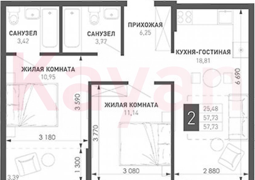 Продажа 2-комн. квартиры, 54.34 кв.м фото 0 Продажа 2-комн. квартиры, 54.34 кв.м фото 0