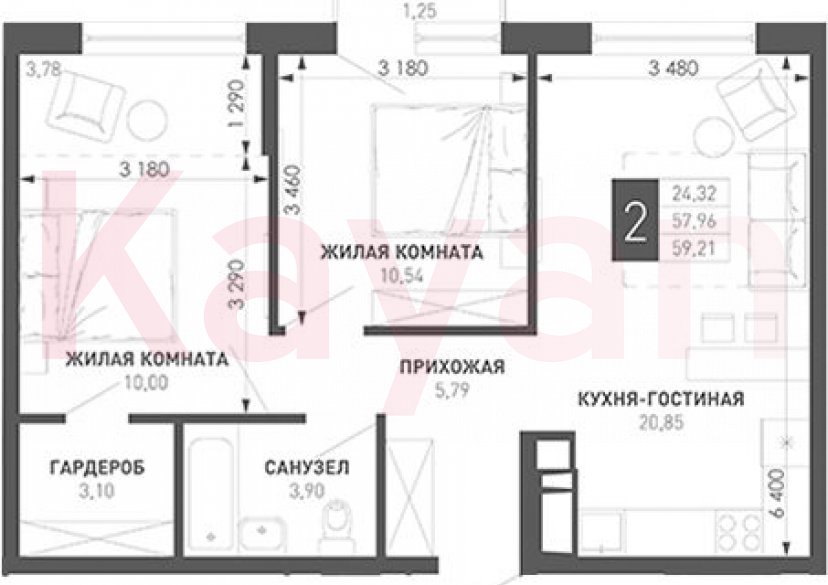 Продажа 2-комн. квартиры, 54.18 кв.м фото 0 Продажа 2-комн. квартиры, 54.18 кв.м фото 0