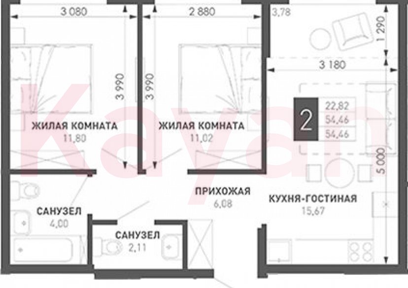 Продажа 2-комн. квартиры, 50.68 кв.м фото 0
